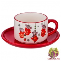 Чайная пара Мышки игрушки, серия Весёлые мышки. 210 мл. Керамика. Подарочная упаковка