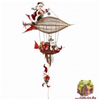 Коллекционный Санта Клаус Santa's Airship. Лимитированная дизайнерская серия 2019 года. 127 см. США - вид 1 миниатюра