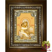 Икона освященная &quot;Жировицкая икона Божией Матери&quot;, 18x24 см, со стразами, в деревянном киоте 24x30 см, 24x30 см