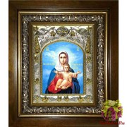 Икона освященная &quot;Аз есмь с вами ,и никтоже на вы икона Божией Матери&quot;, 14x18 см, в деревянном киоте 20x24 см, 20x24 см