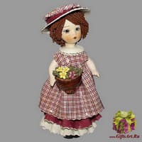 Статуэтка &quot;Кукла с темными волосами с цветами&quot;