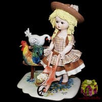 Статуэтка &quot;Кукла, стоящая с тачкой у скамейке&quot;