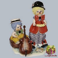 Статуэтка &quot;Дуэт: клоун с виолончелью и клоун с гармошкой &quot;