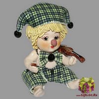 Статуэтка &quot;Клоун - мальчик со скрипкой в зеленом костюме&quot;