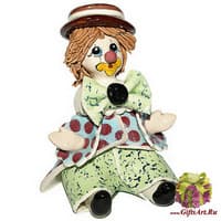 Скульптура &quot; Сидящий клоун в коричневой шляпе&quot;