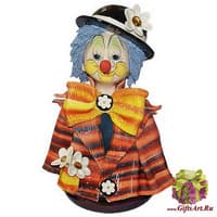 Скульптура- бюст &quot;Клоун в котелке с цветком&quot;