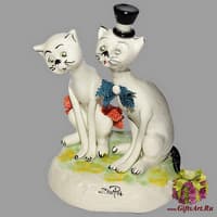 Статуэтка &quot;Кот в цилиндре и кошка в красном платье&quot;