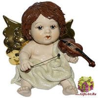 Статуэтка &quot;Купидон с темными волосами со скрипкой&quot;