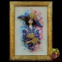 Картина овальная &quot;Леди с золотыми розами&quot;