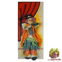 Панно на деревянной основе &quot;Клоун со скрипкой&quot;