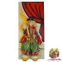 Панно на деревянной основе &quot;Клоун с саксофоном&quot;