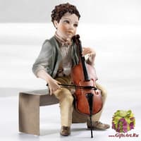 Кукла Мальчик играющий на контробасе 27 см Sibania Италия