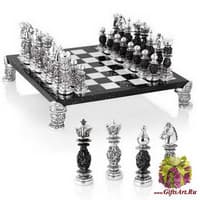 Шахматный набор с чернением (доска - мрамор)