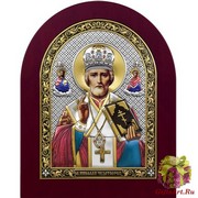 Икона освященная &quot;Николай Чудотворец&quot;, дерево, серебро 925, 26x32 см