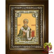 Икона освященная &quot;Януарий священномученик&quot;, 18x24 см, со стразами, в деревянном киоте 24x30 см, 24x30 см