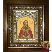 Икона освященная &quot;Николай Кандауров,священномученик&quot;, 14x18 см, в деревянном киоте 20x24 см, 20x24 см