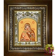 Икона освященная &quot;Владимирская икона Божией Матери&quot;, 14x18 см, в деревянном киоте 20x24 см, 20x24 см