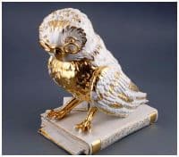 Фарфоровая Сова на книге. Фарфор и кристаллы Swarovski. 35 см. Sabadin. Италия