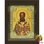 Икона освященная &quot;Григорий Богослов святитель&quot;, 18x24 см, со стразами, в деревянном киоте 24x30 см, 24x30 см