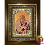 Икона освященная &quot;Афанасий Великий Александрийский,святитель&quot;, 18x24 см, со стразами, в деревянном киоте 24x30 см, 24x30 см