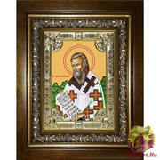 Икона освященная &quot;Мирон Чудотворец, епископ Критский, святитель&quot;, 18x24 см, со стразами, в деревянном киоте 24x30 см, 24x30 см