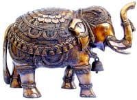 Слон индийский из бронзы в праздничном снаряжении. Высота 32 см