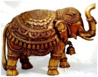 Слон индийский из бронзы в праздничном снаряжении. Высота 40 см