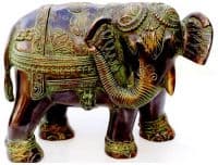 Слон индийский из бронзы патированный в походном снаряжении. Высота 15 см