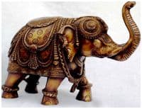 Слон индийский из бронзы в праздничном снаряжении. Высота 24 см