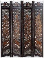 Ширма резная тонированная &quot;Слоны&quot; из древесины манго.