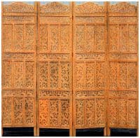 Ширма резная тонированная охрой &quot;Саванна&quot; из древесины манго.