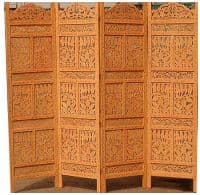 Ширма резная тонированная охрой &quot;Лето&quot; из древесины манго.