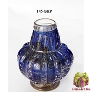 145/GP Ваза с пузырьками синяя с золотой отделкой Н16