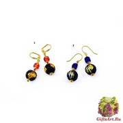 S107/11maz Серьги 2 цвета муранское стекло