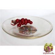 473/GP Блюдо декоративное 40см прозрачно-золотое с мурринами с центре