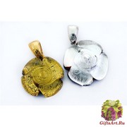NV32 Подвеска Роза цвет золото и серебро муранское стекло