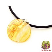 NV37 Подвеска круглая с филигранной сеточкой муранское стекло