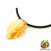 NV37 Подвеска-листок с филигранной сеточкой муранское стекло