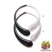 DM06c Колье с черно-белой филигранью 2 варианта муранское стекло