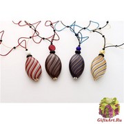 BL04 Колье с бол.бусиной Олива и бисером 72см, 4 цвета, кристаллы Сваровски и муранское стекло