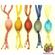 BL08 Колье с большой бусиной Олива на сеточке 52см 5 цветов муранское стекло