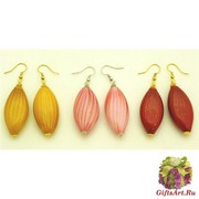 BL08-O Серьги с легкими дутыми бусинами Олива 3 цвета муранское стекло