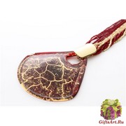 NV04 Подвеска Бонди' веер диам.8см цвет красно-золотой