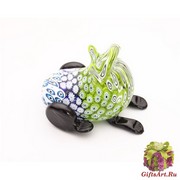 648/E Статуэтка Лягушка сине-зеленая (длина 11см) муранское стекло