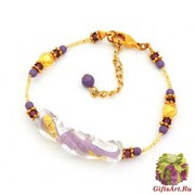 Vac/B8735 Браслет с витой бусиной-тубой муранское стекло