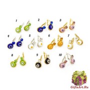 art.64 Серьги в коробке  муррина и страз