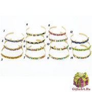 art.1002 Браслет тонкий на регулируемой основе муррины и стразы
