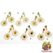 art.112 Серьги Солнце муранское стекло и стразы