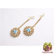 art.260 Серьги длинные муранское стекло и стразы