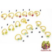 art.45(1) Кольцо Цветок и страз на гнущейся основе муранское стекло